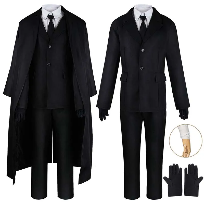 Bandage - Kostum Cosplay Dazai Jaket Trench Hitam